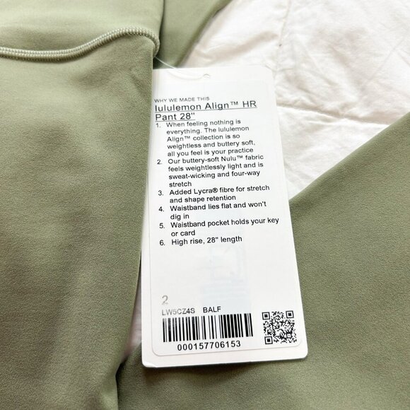 NWT Lululemon Align High-Rise Pant 28” Leggings Army Olive Green Womens Size 2 - Picture 4 of 7